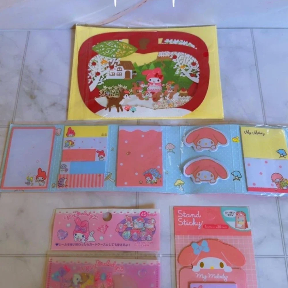 ADORABLE COTTAGE CORE SANRIO MY MELODY CARD NOTEPAD BUNDLE NWT